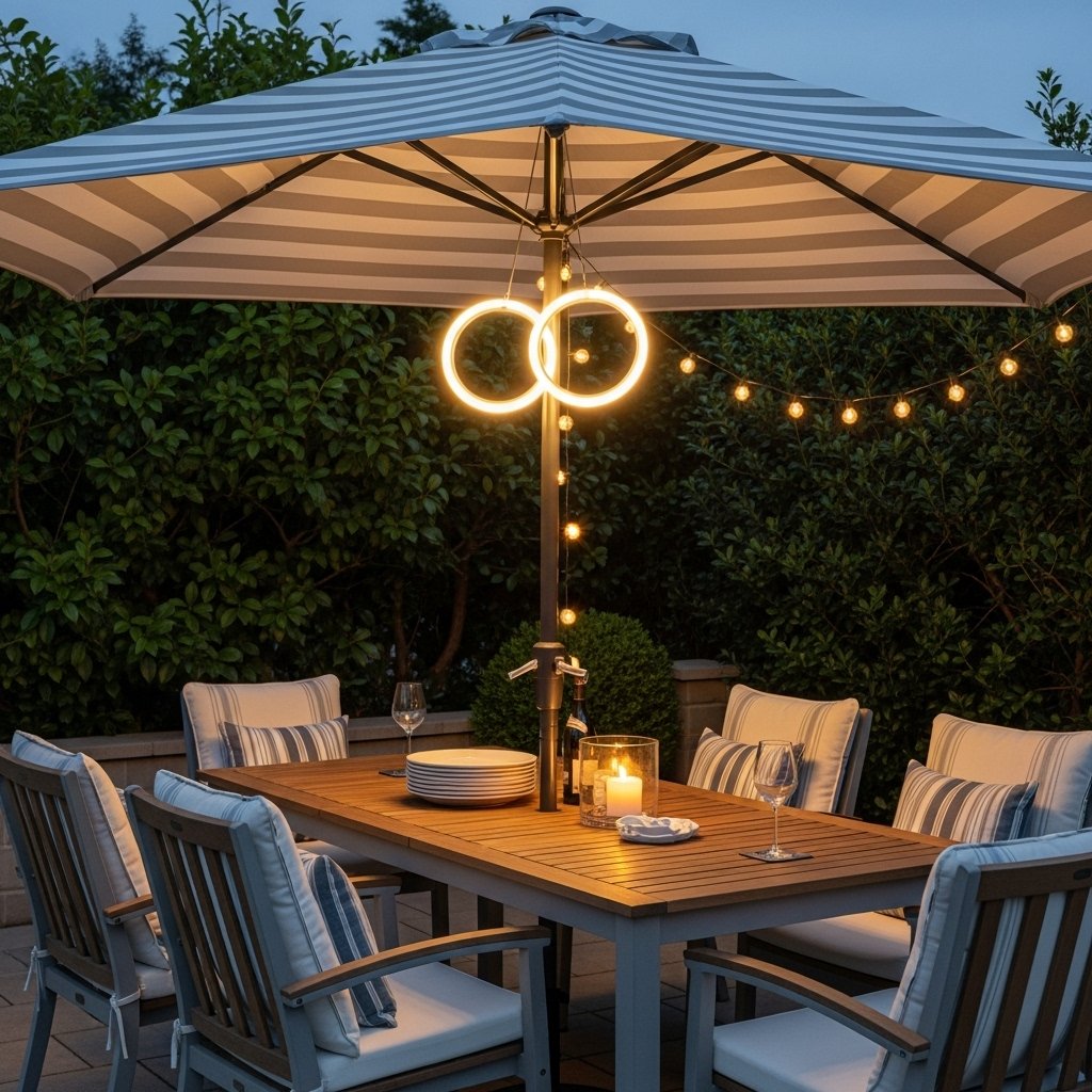 Contemporary Umbrella Ring Lights for Outdoor Dining