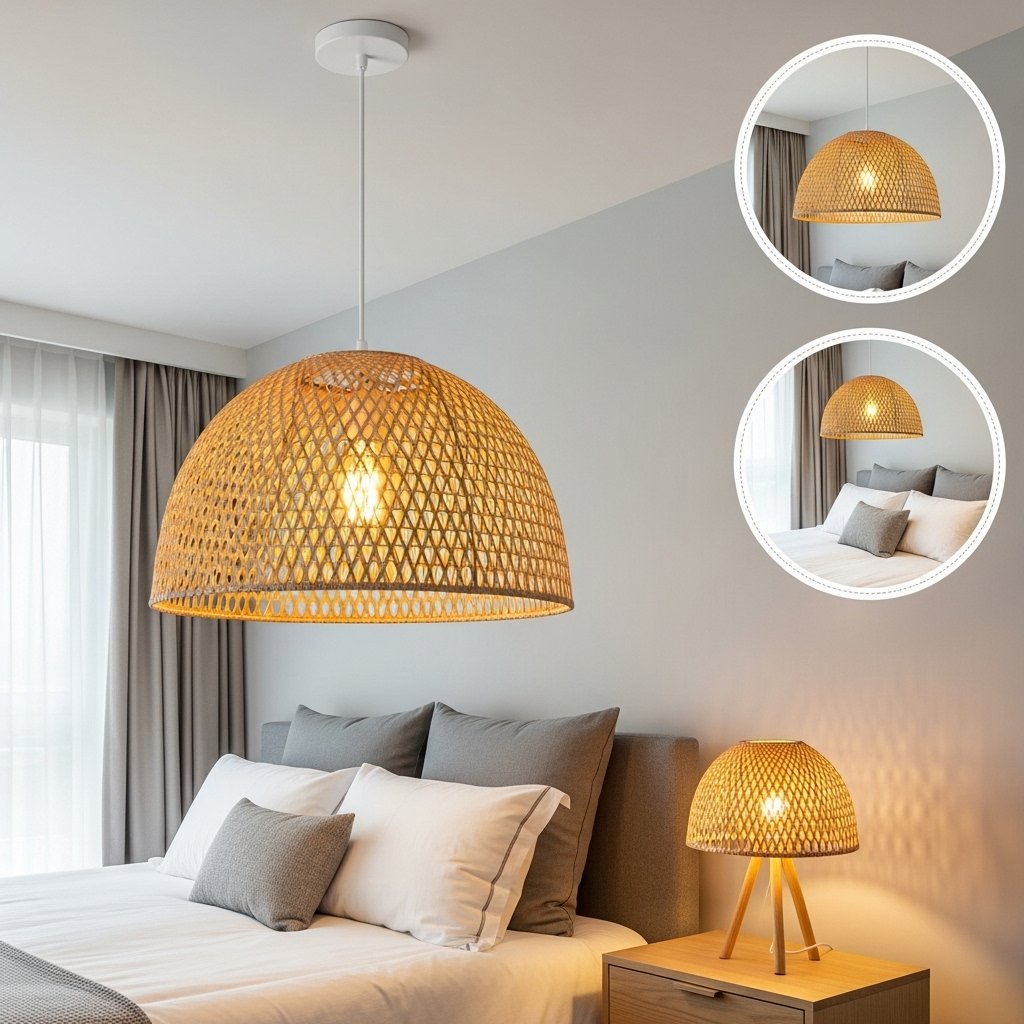 Woven Rattan Dome Light Fixture