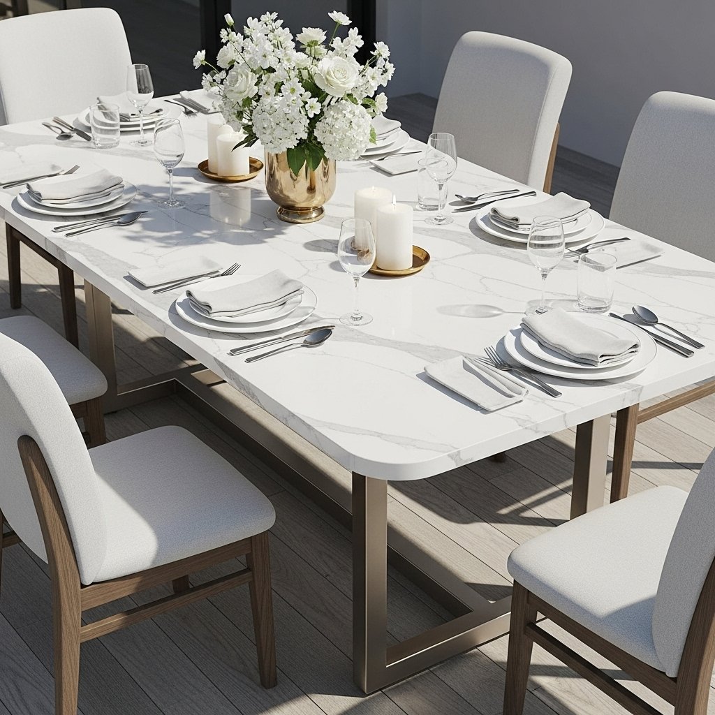LuxeMarble Alfresco Dining Table