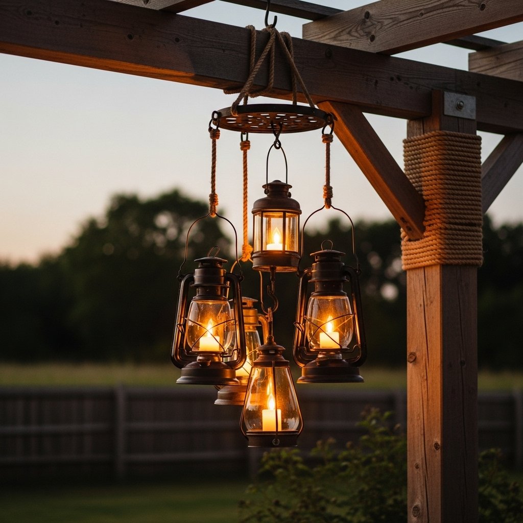 Rustic Lantern Cluster with Rope Detailing