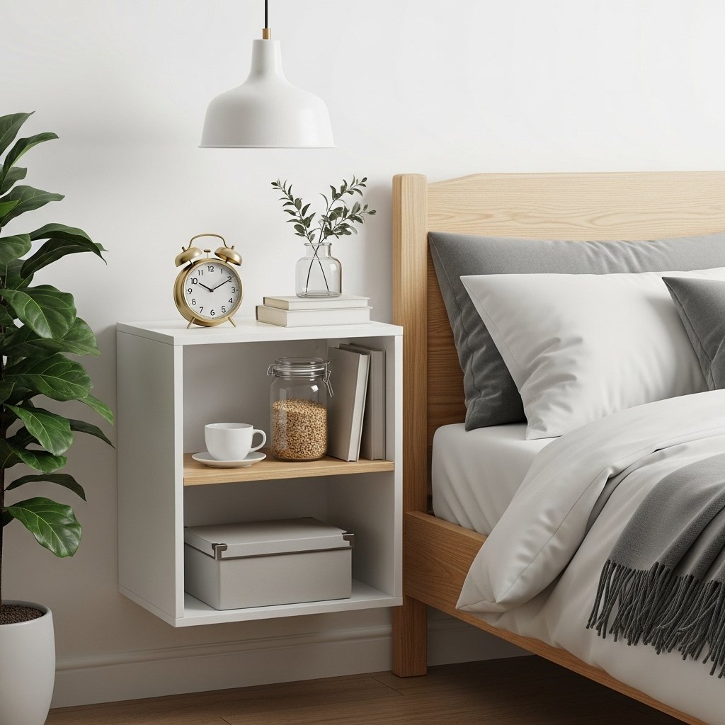 Wall-Mounted Nightstand with Open Storage