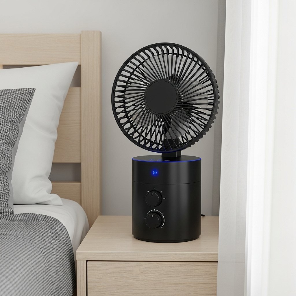 Compact Black Table Fan with Speed Control