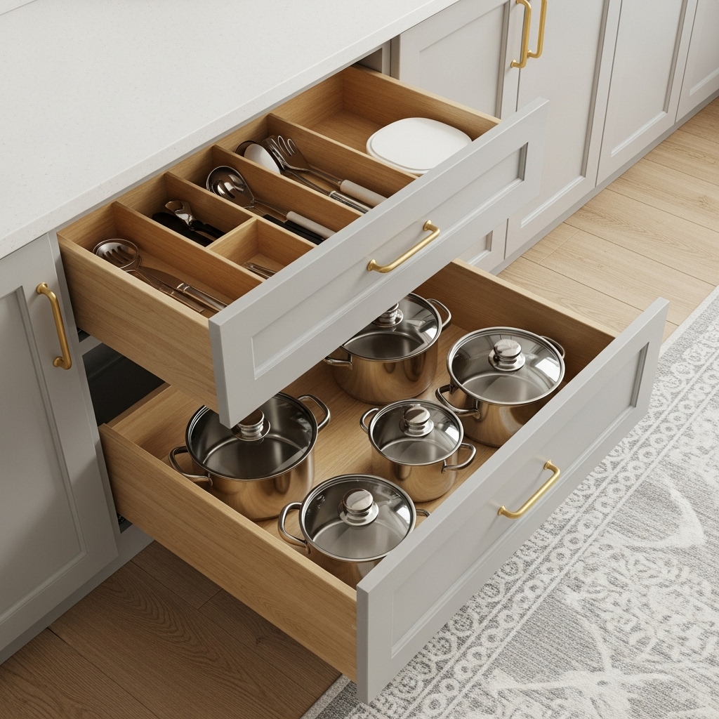 Layered Cookware Drawer Solution Layered Cookware Drawer Solution