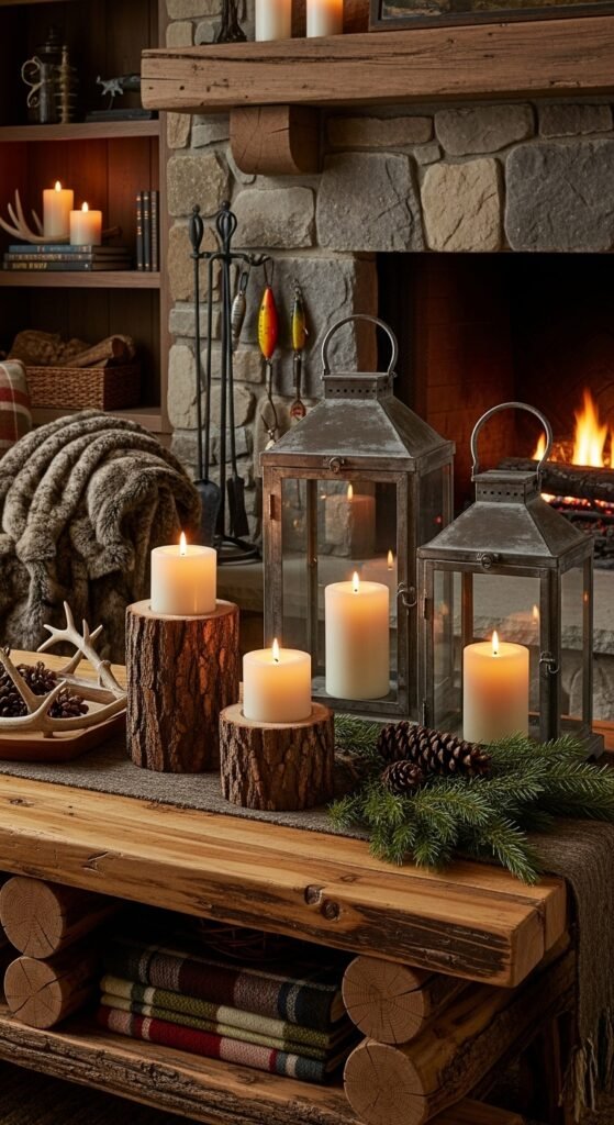 Rustic Lodge Fireplace Glow