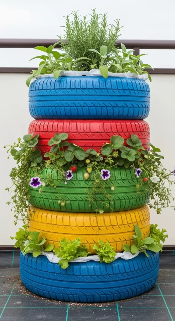 Upcycled Tire Tower