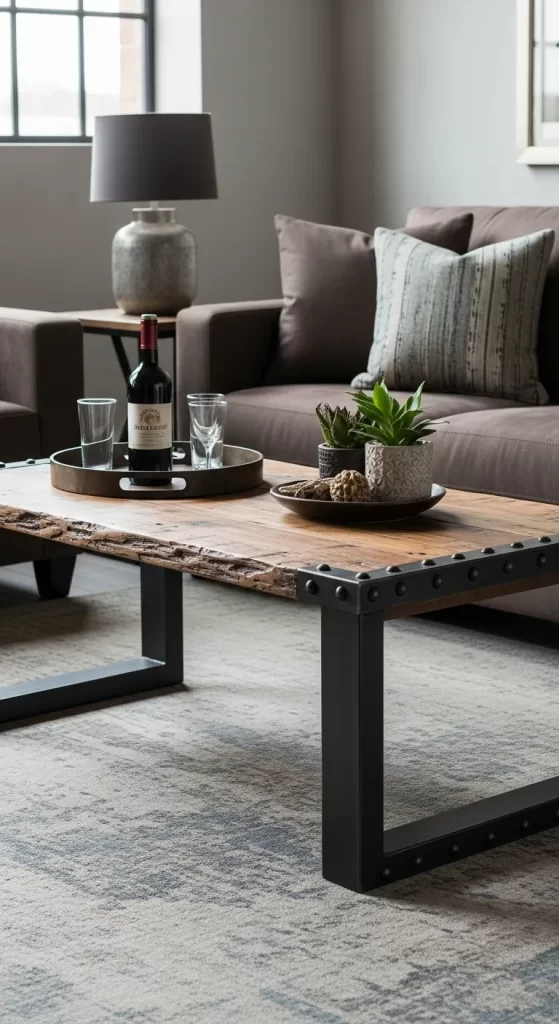 The Riveted Wood Slab Coffee Table