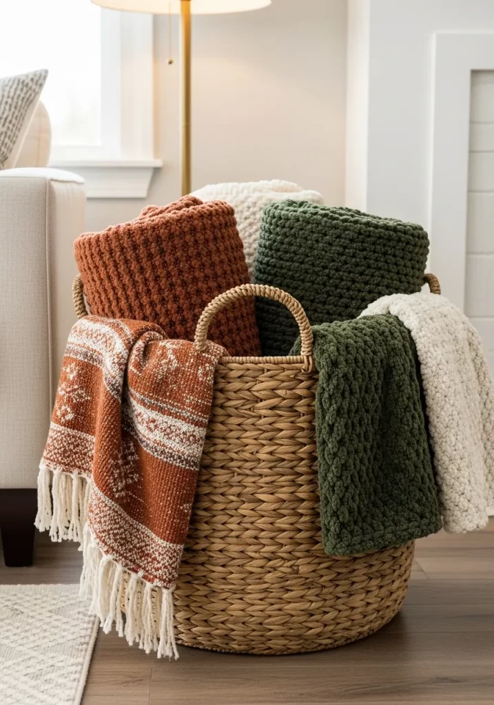 Basket of Cozy Throws