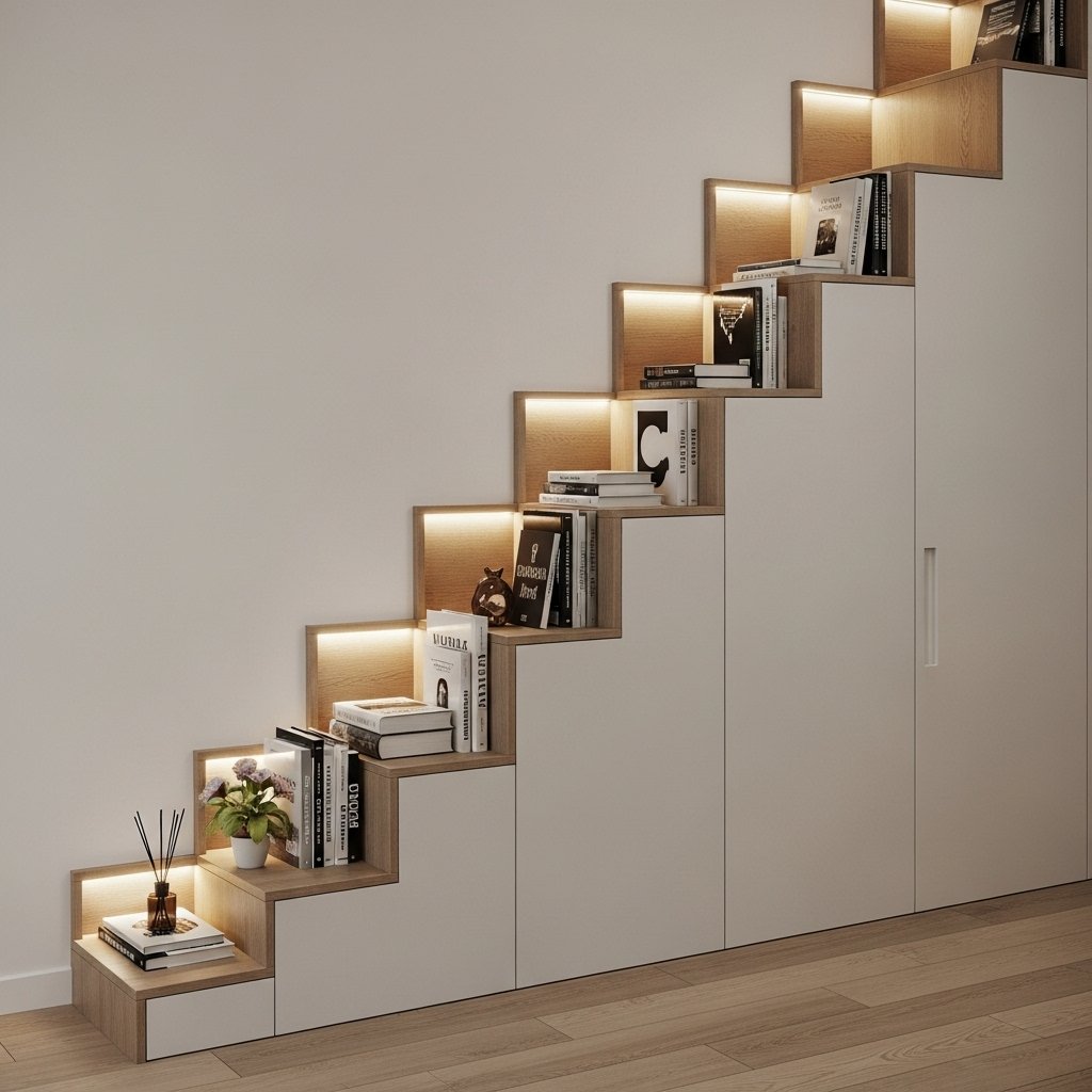 Stairwell Nook Shelves
