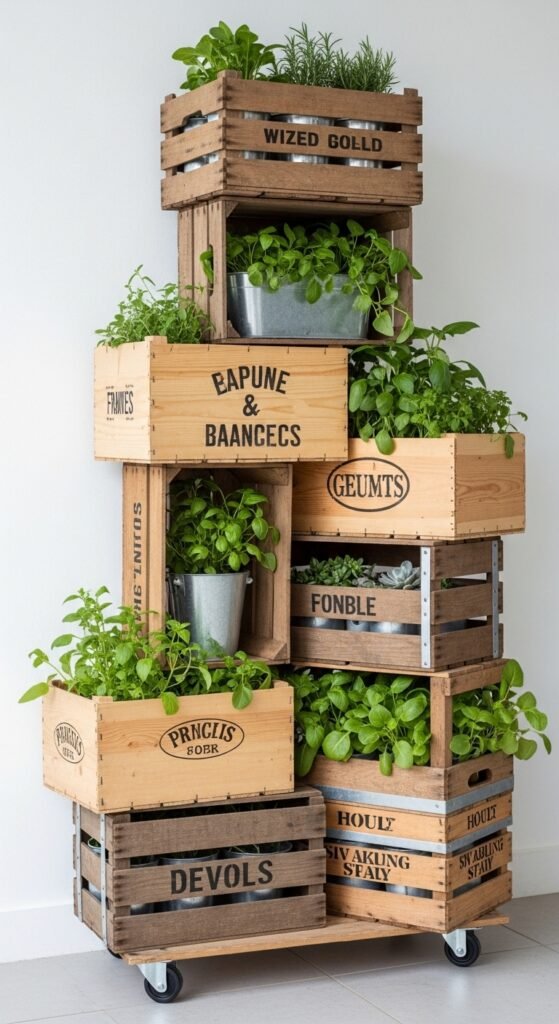 The Stacked Crate Herb Garden