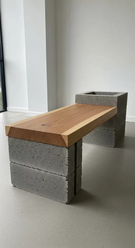 The Cinder Block & Wood Bench