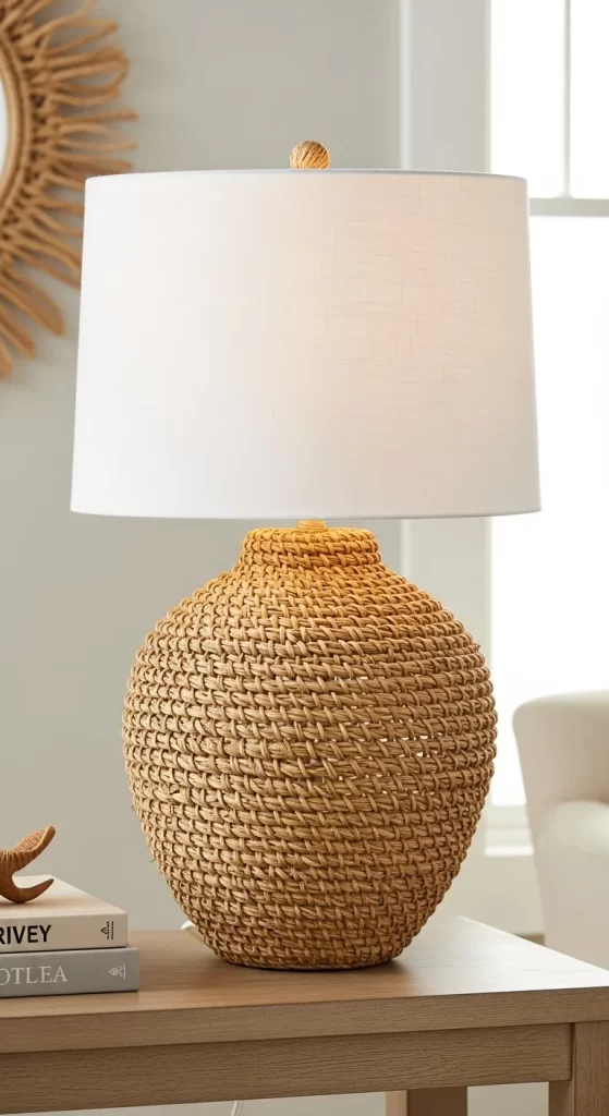 The Woven Rattan Table Lamp