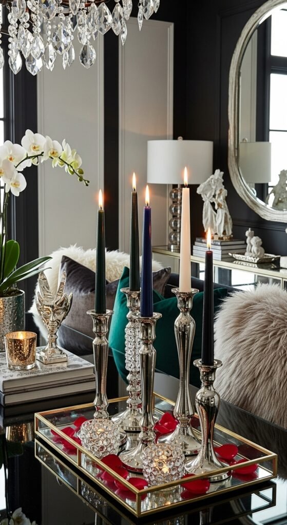 Glamorous Silver & Jewel-Tone Display