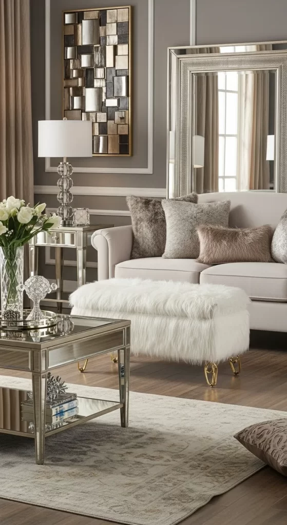 The Faux Fur Glam Ottoman