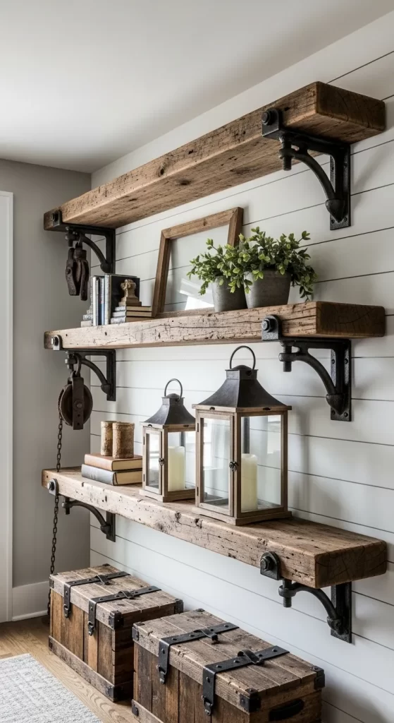 The Rustic Farmhouse Beam Shelves