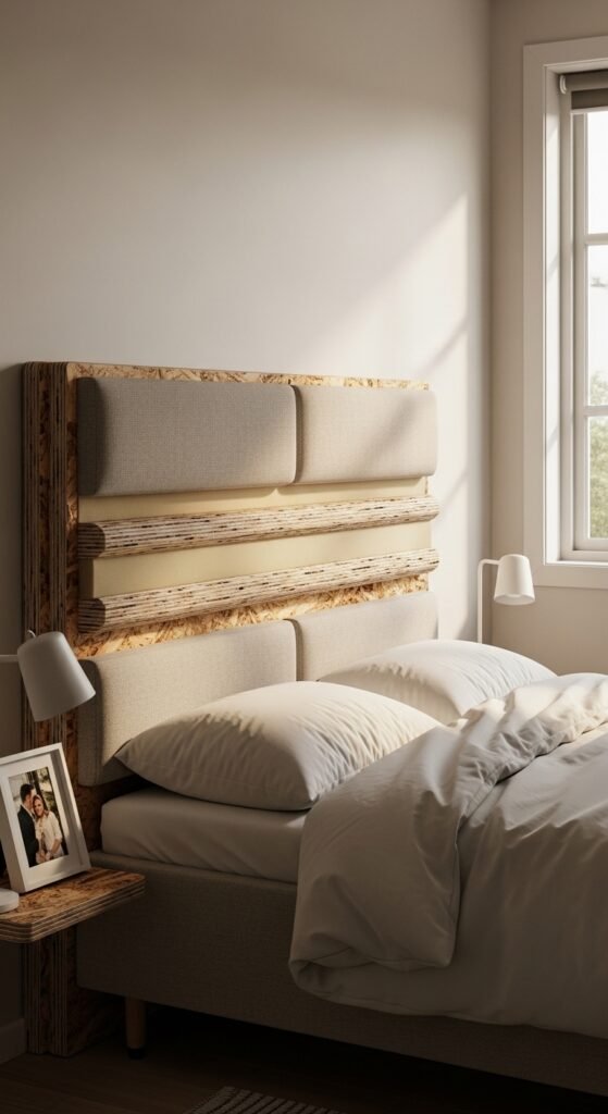 The Layered Plywood and Upholstered Headboard
