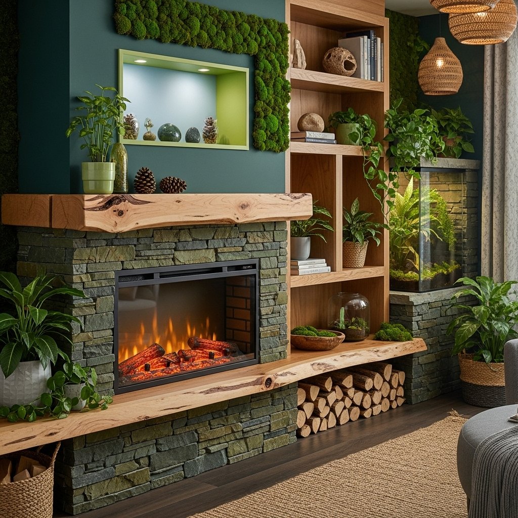 The Biophilic Retreat Fireplace Zone