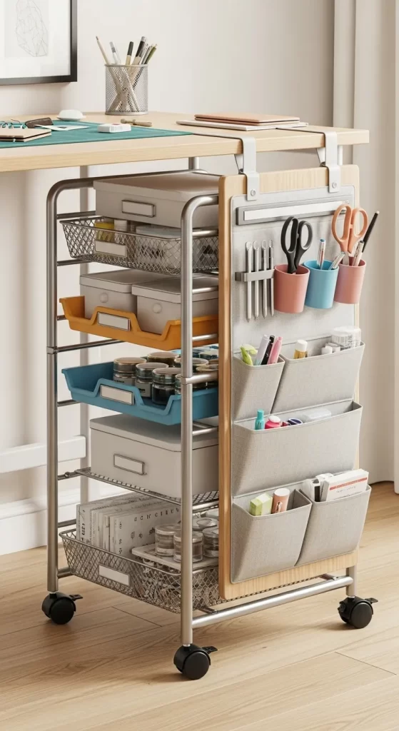 The Rolling Craft Cart with Side Organizer