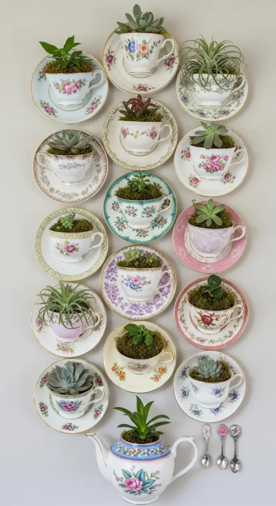 The Vintage Teacup Garden Wall