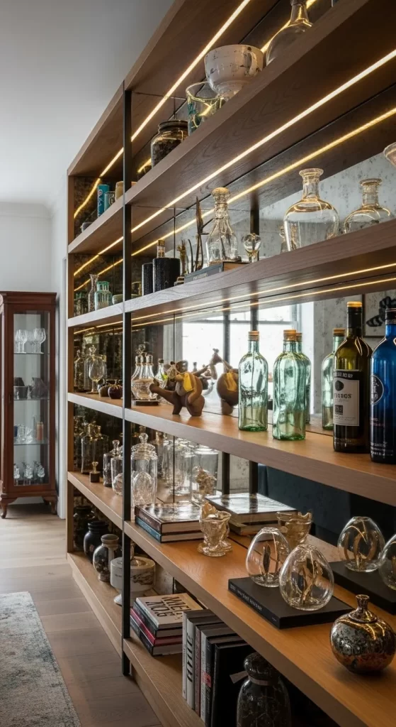 The Backlit Mirrored Shelves