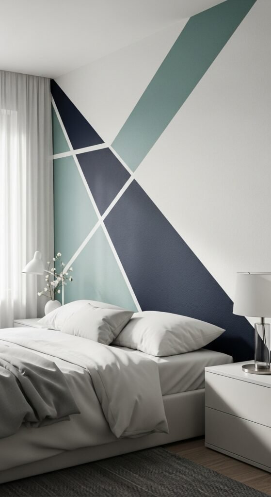 The Bold Geometric Painted Wall Headboard