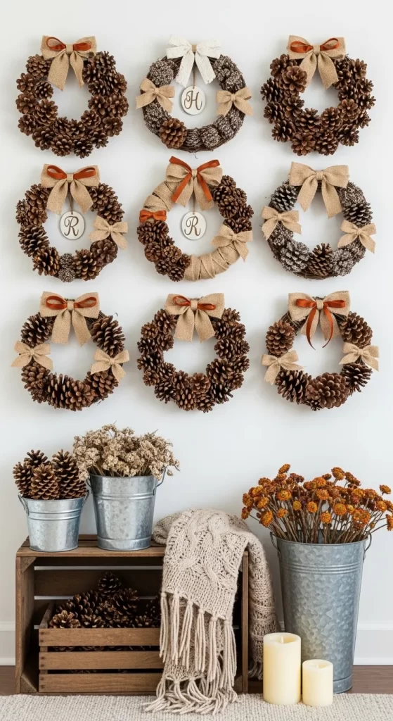 The Pinecone Wreath Grid with Burlap Accents