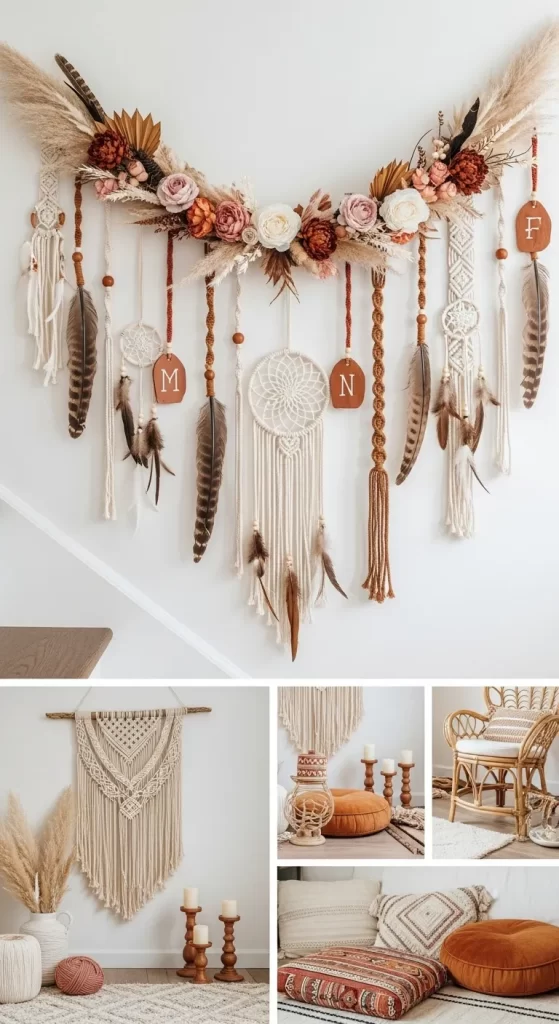 The Bohemian Feather and Floral Macrame Arch