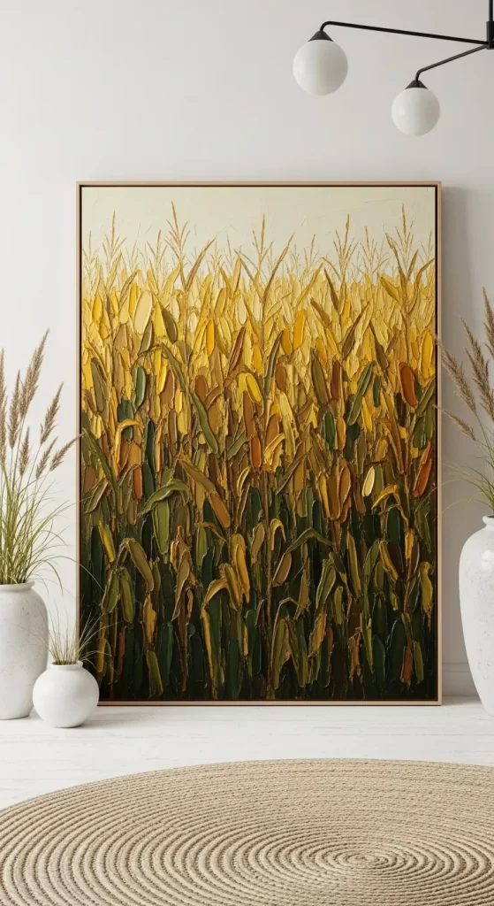 The Textured Cornfield Impasto Art