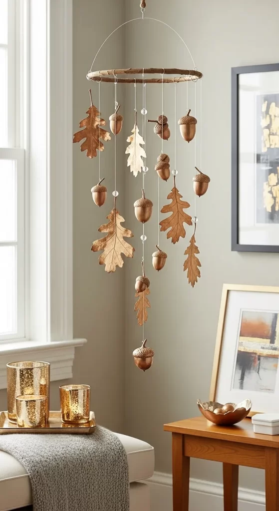  The Metallic Autumn Leaf and Acorn Mobile