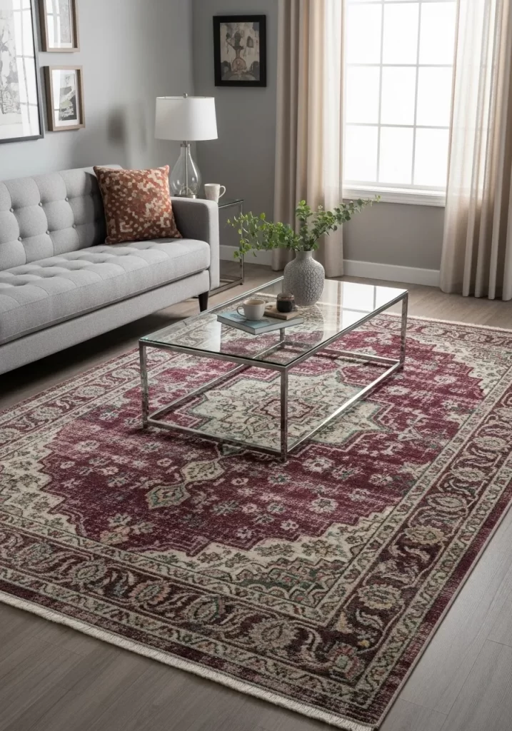 The Vintage Burgundy Medallion Rug