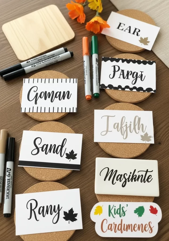 Autumn-Themed Coaster Place Cards