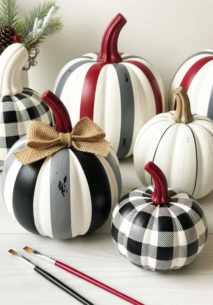 Charming Striped and Buffalo Check Pumpkins