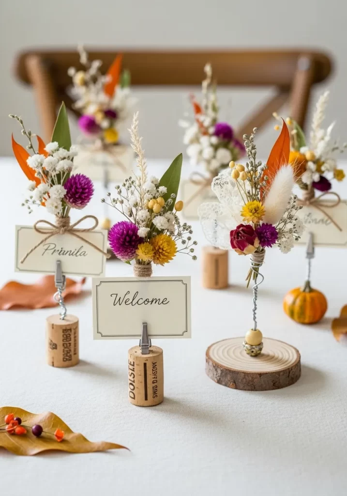 Dried Floral Place Card Holders