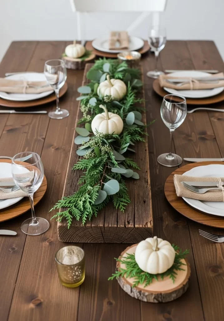 Rustic Wood Board Greenery Centerpiece