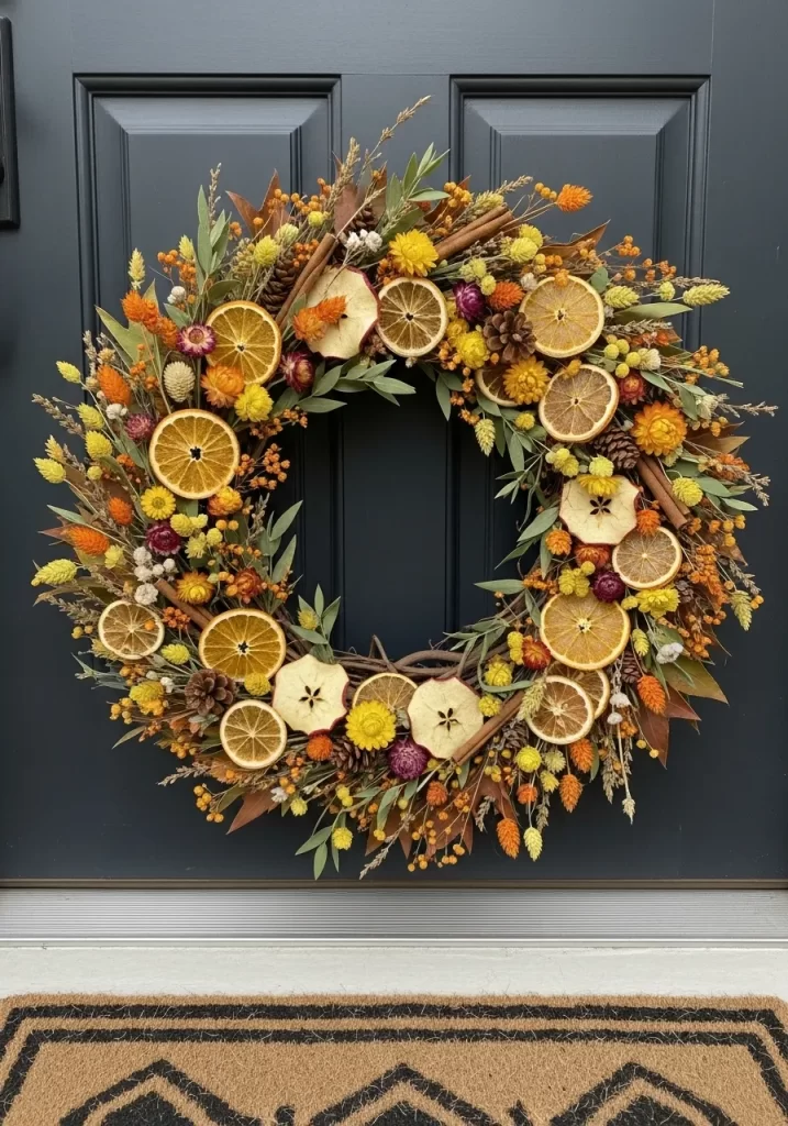 A Bountiful Citrus and Floral Wreath