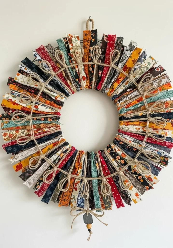 Rustic Fabric Rag Wreath