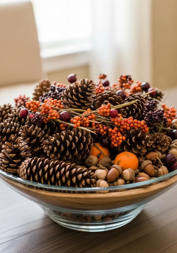 Natural Acorn and Pinecone Bowl