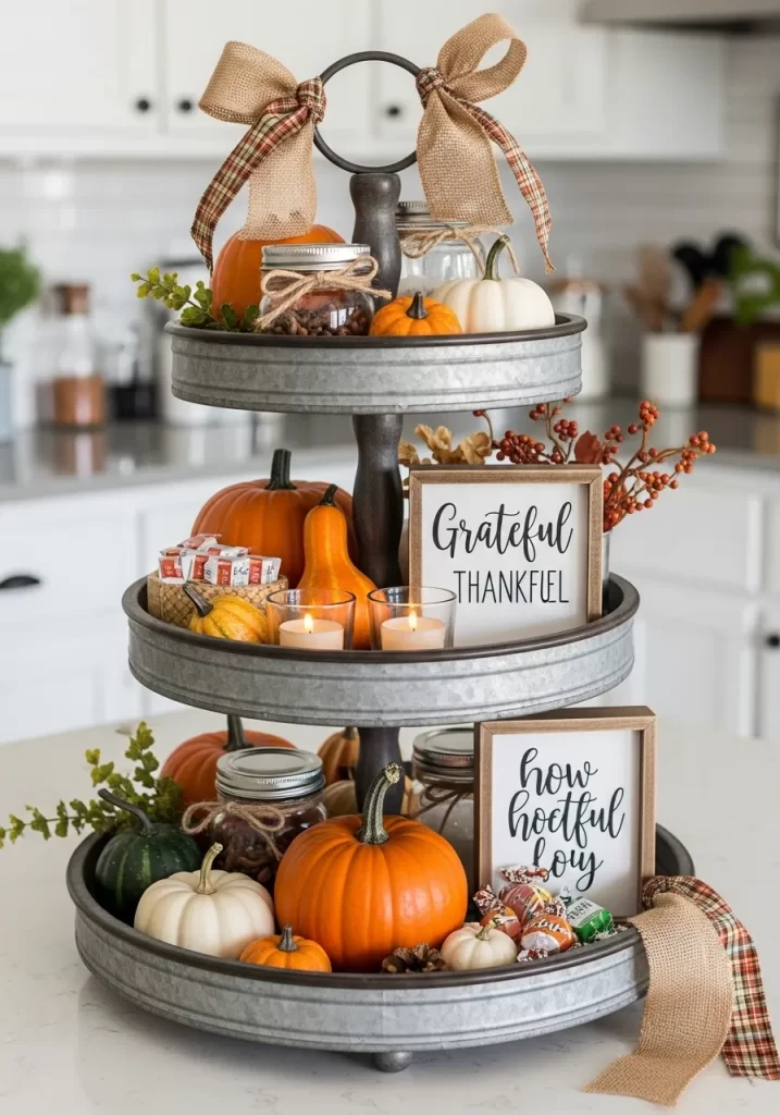 Tiered Galvanized Tray Centerpiece