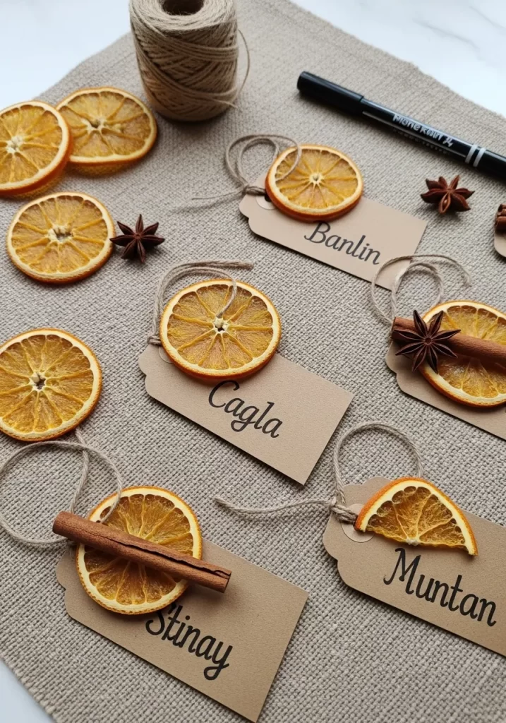 Aromatic Dried Orange Place Tags