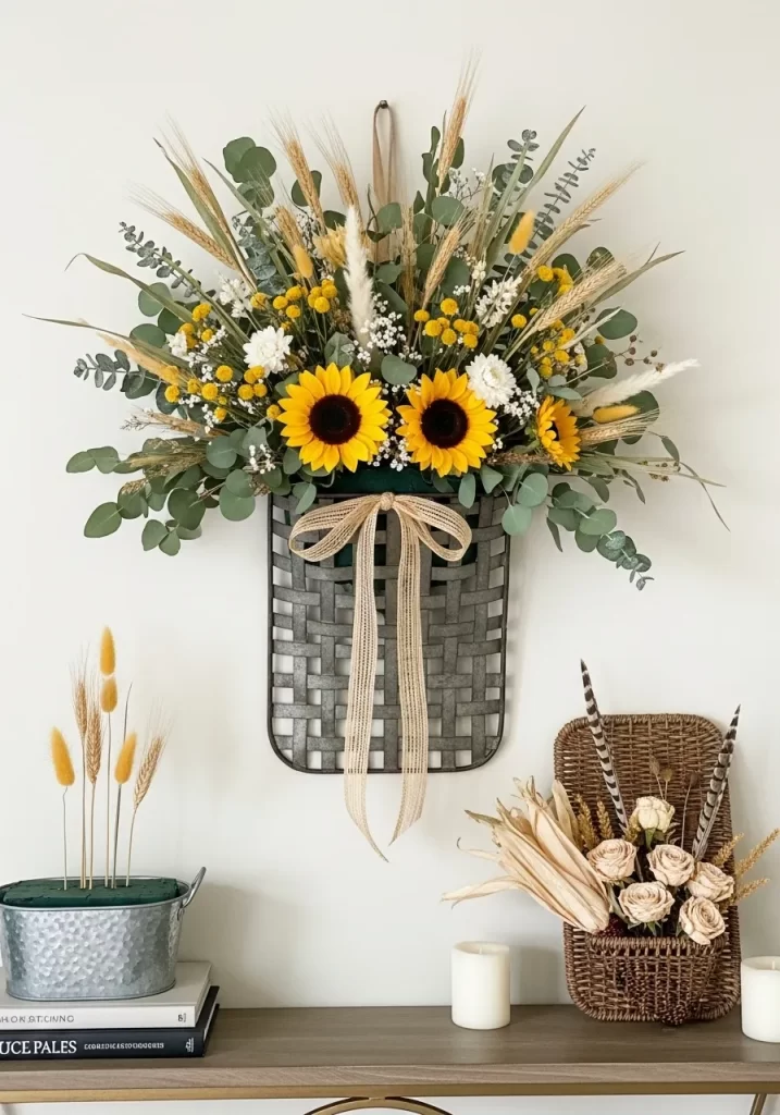 A Harvest Wall Basket Arrangement