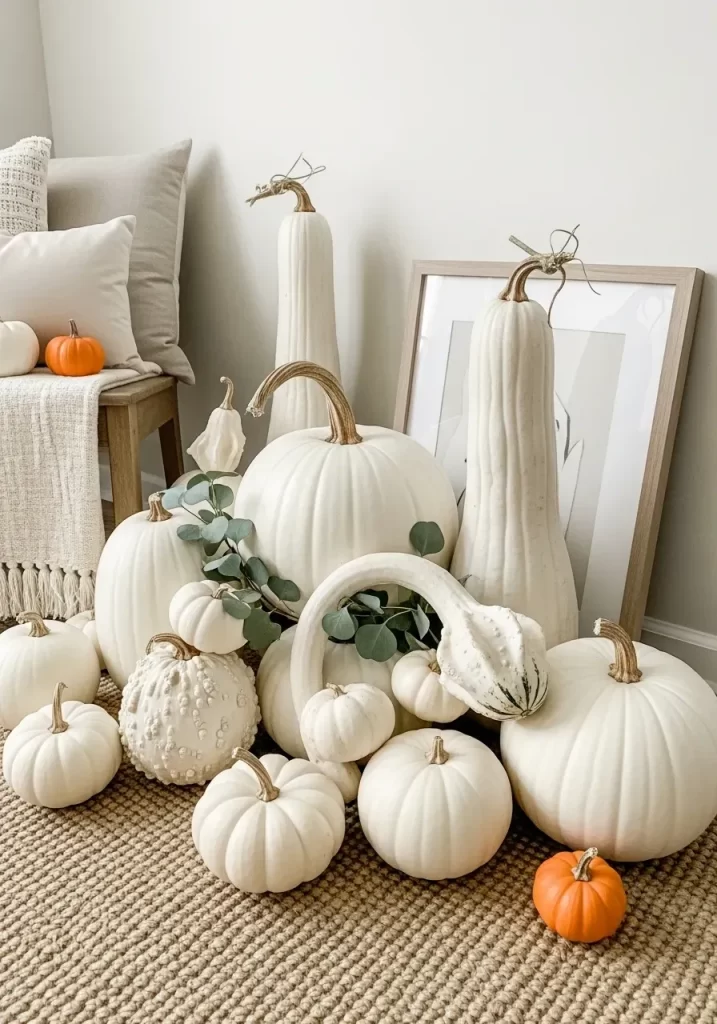 Elegant White Pumpkin Cluster