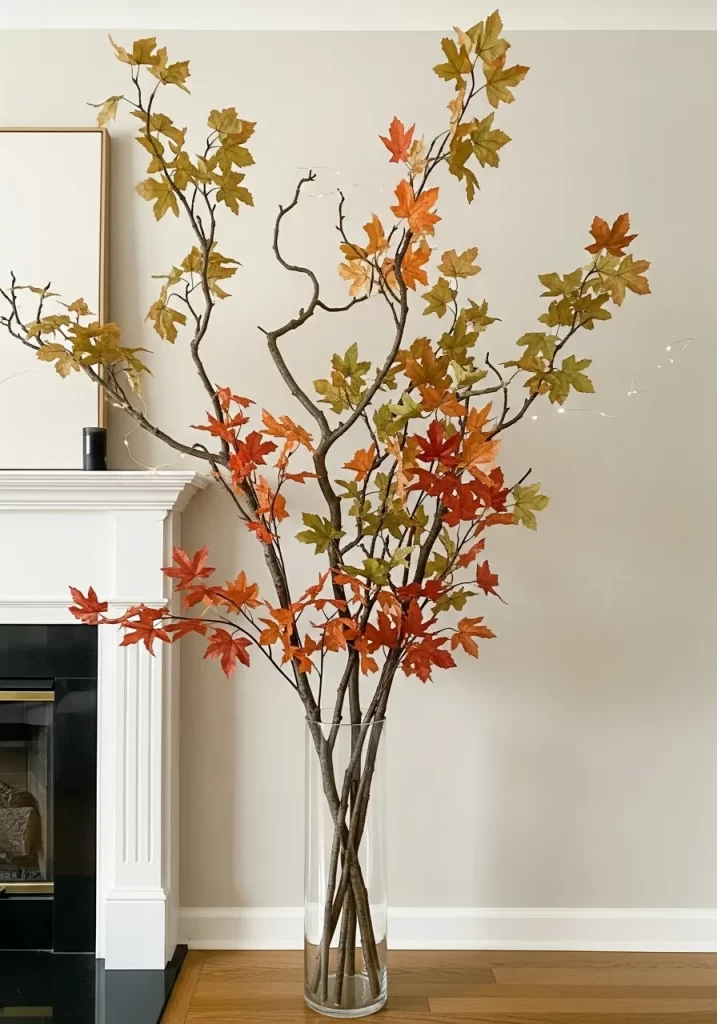 Maple Branch Floor Vase