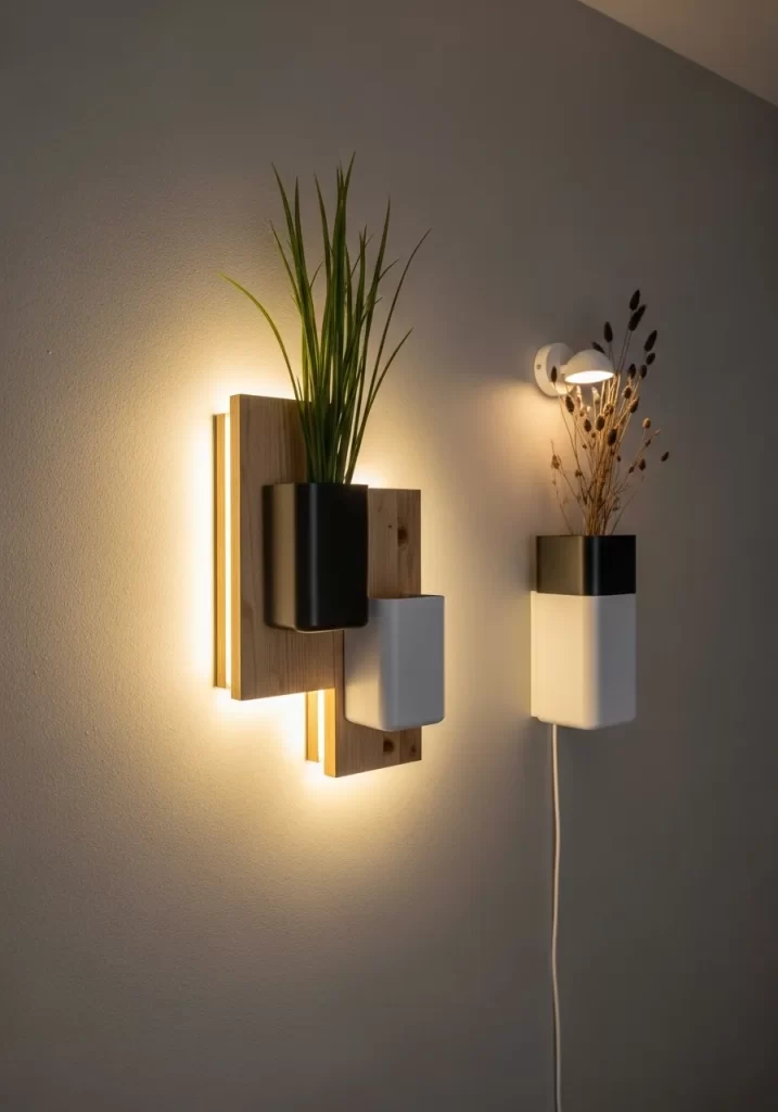 The Illuminated Wall Planter Duo
