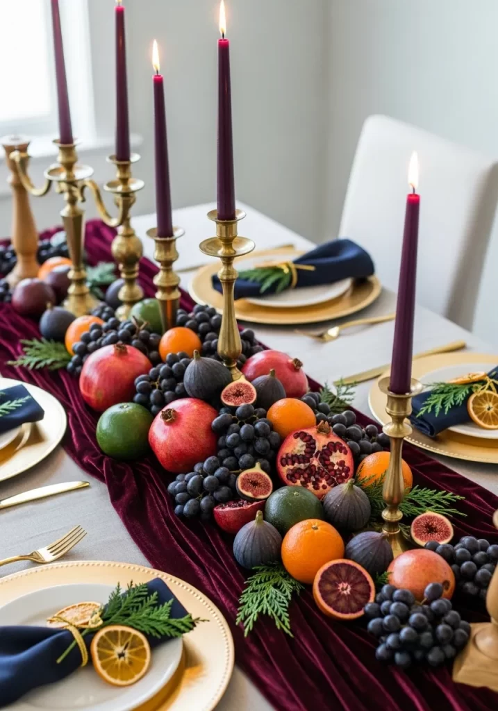 Jewel-Toned Fruit & Candle Cascade