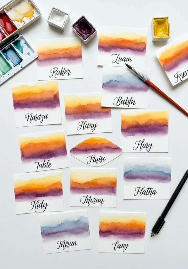 Sunset Watercolor Place Cards