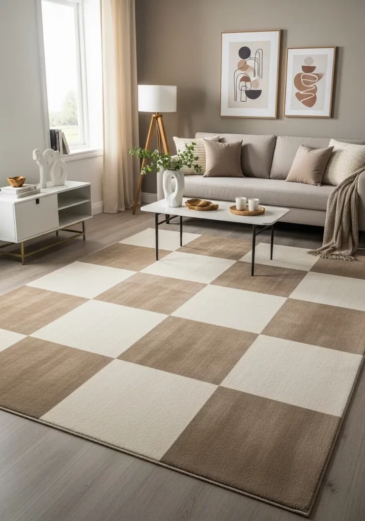 The Checkerboard Living Room Rug