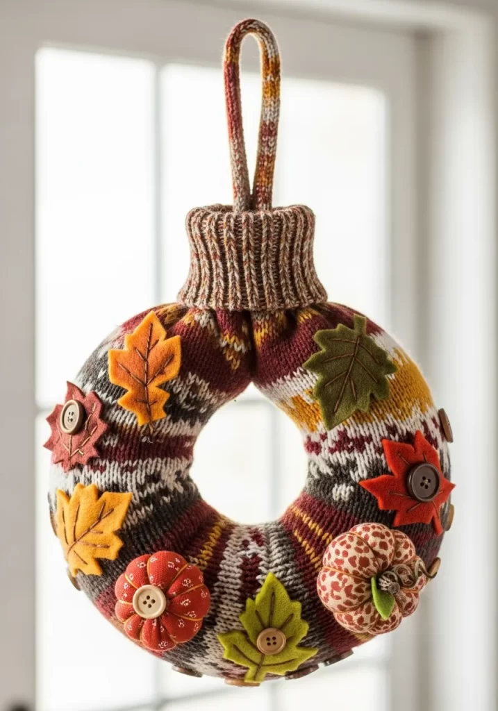 Sweater-Knit and Felt Wreath