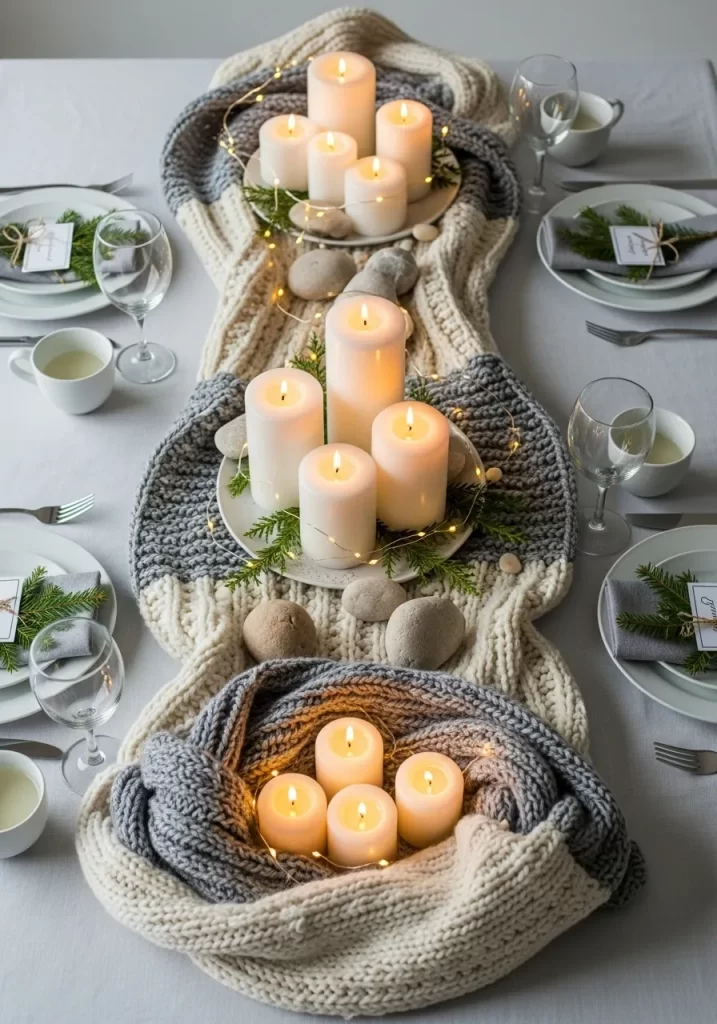 Knitted Runner & Candlelit Warmth