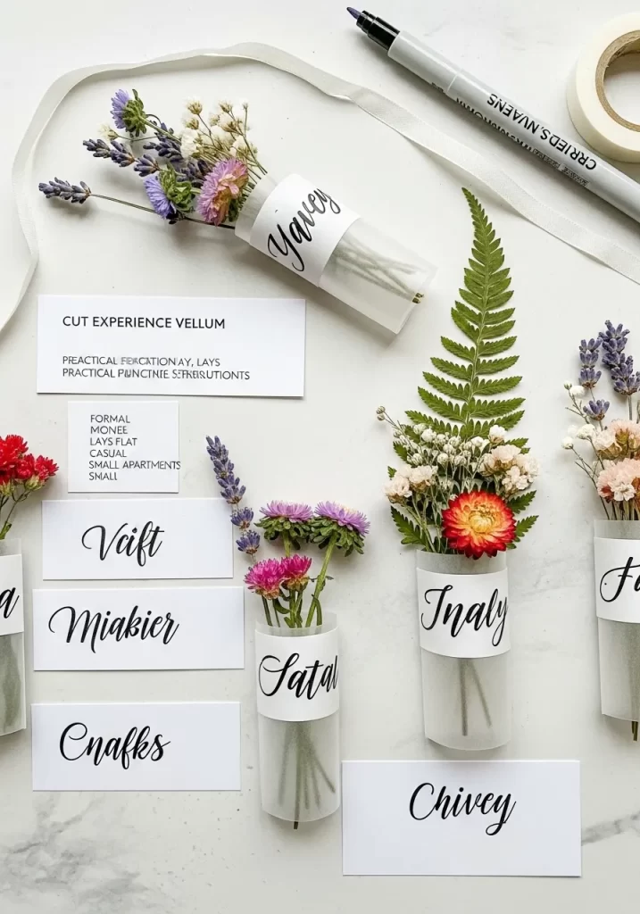 Delicate Floral Vial Place Cards