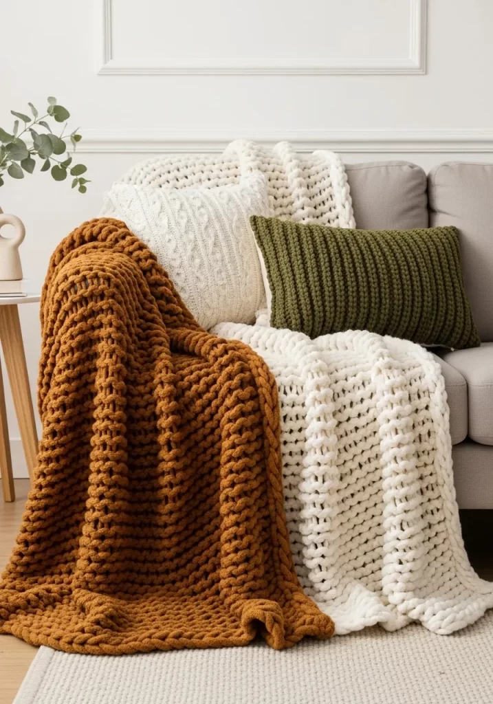 Chunky Knit Throws and Pillows