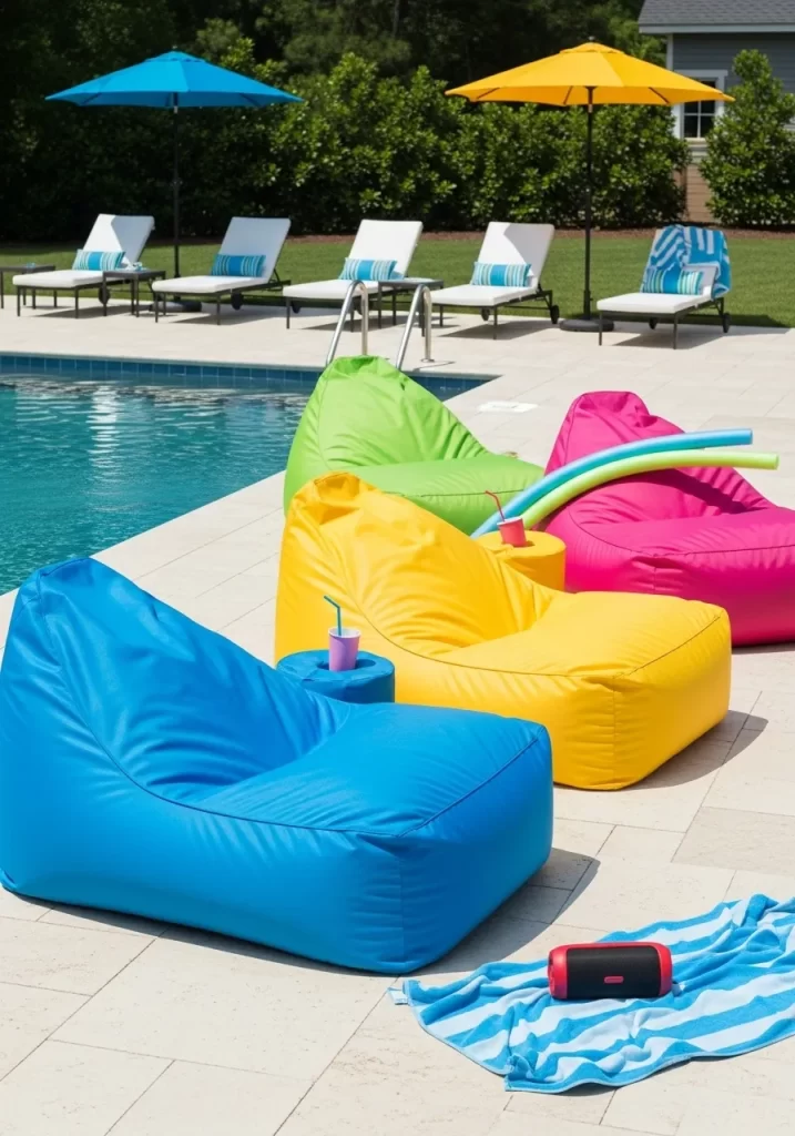 The Colorful Poolside Beanbags